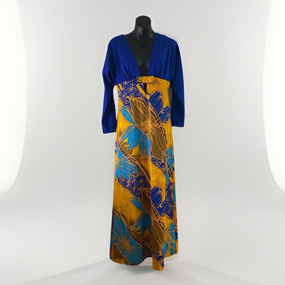 Tori Richard Honolulu Women 10 Maxi Dress 60s 70s Mod Floral Gown Vibrant Luau